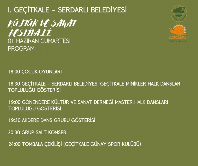  1.Geçitkale-Serdarlı Belediyesi Kültür ve Sanat Festivali 31 Mayıs- 2 Haziran tarihleri arasında yapılıyor