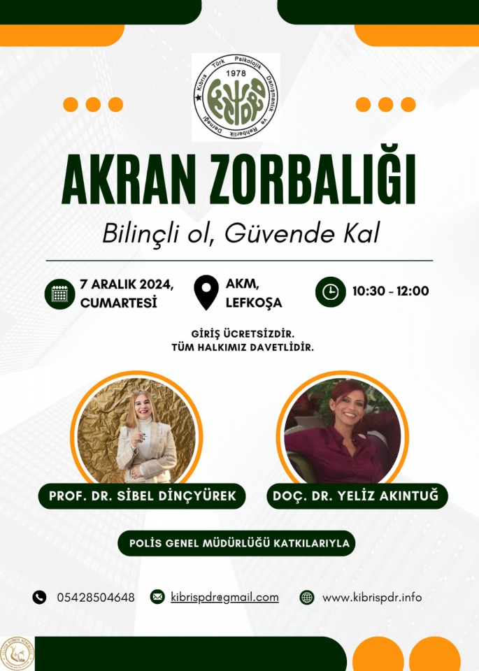 “Akran Zorbalığı: Bilinçli Ol, Güvende Kal” konulu konferans düzenlenecek