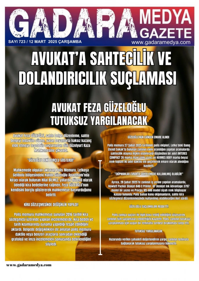 AVUKAT FEZA GÜZELOĞLU TUTUKSUZ YARGILANACAK!