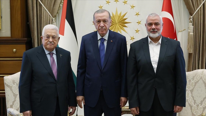 ERDOĞAN, FİLİSTİN DEVLET BAŞKANI ABBAS VE HAMAS LİDERİ HENİYYE İLE GÖRÜŞTÜ