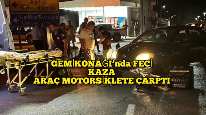 Feci kaza motor sürücüsü hastaneye kaldırıldı 