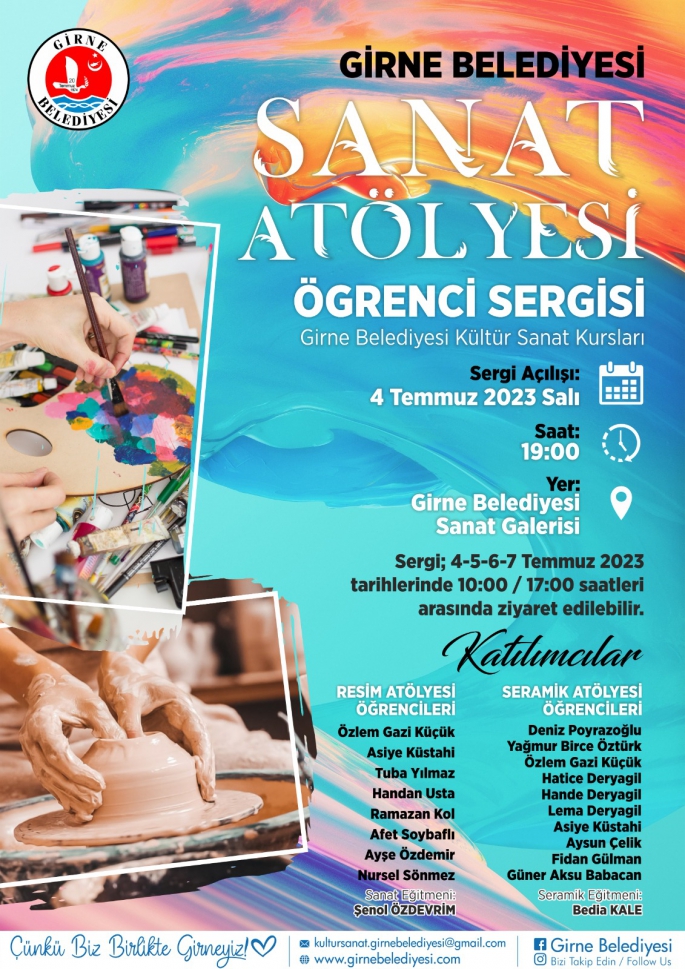 Girne Belediyesi Sanat Atölyesi Sergisi 4 Temmuz’da ziyarete açılacak