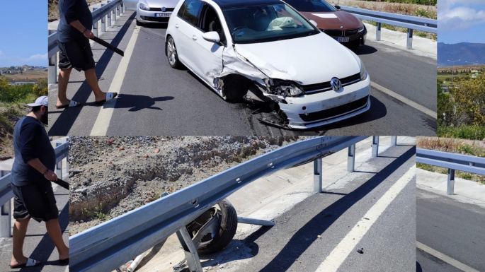 Girne çevre yolundaki kaza ucuz atlatıldı 