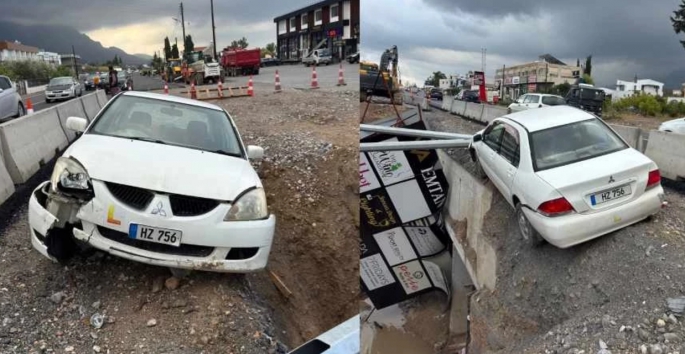 Girne'de 65 yaşındaki sürücü kaza yaptı!