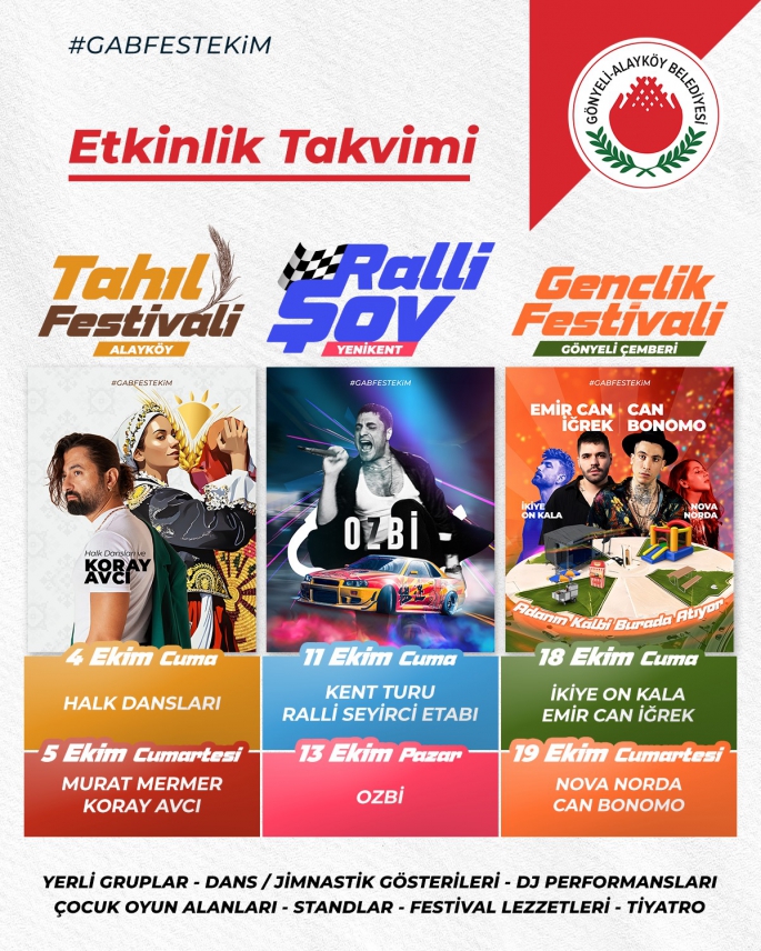 GÖNYELİ-ALAYKÖY BELEDİYESİ FESTİVALLERİ BAŞLIYOR!