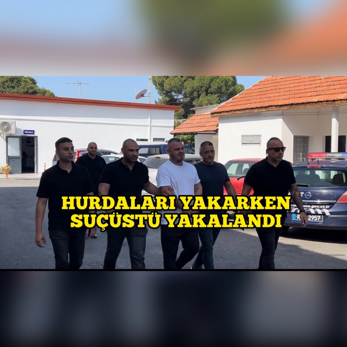 Güzelyurt barajında hurdaları yakarken yakalandı