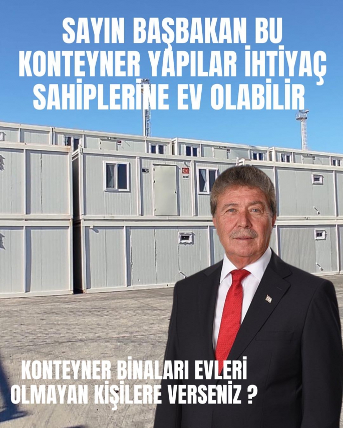 KKTC’ye Gönderilen Konteynerlerin İhtiyaç Sahiplerine Tahsis Edilmesi Gündemde Gelmeli!